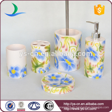 YSb50011-01 azul flor banheiro acessório sabão prato detentores e tumbler